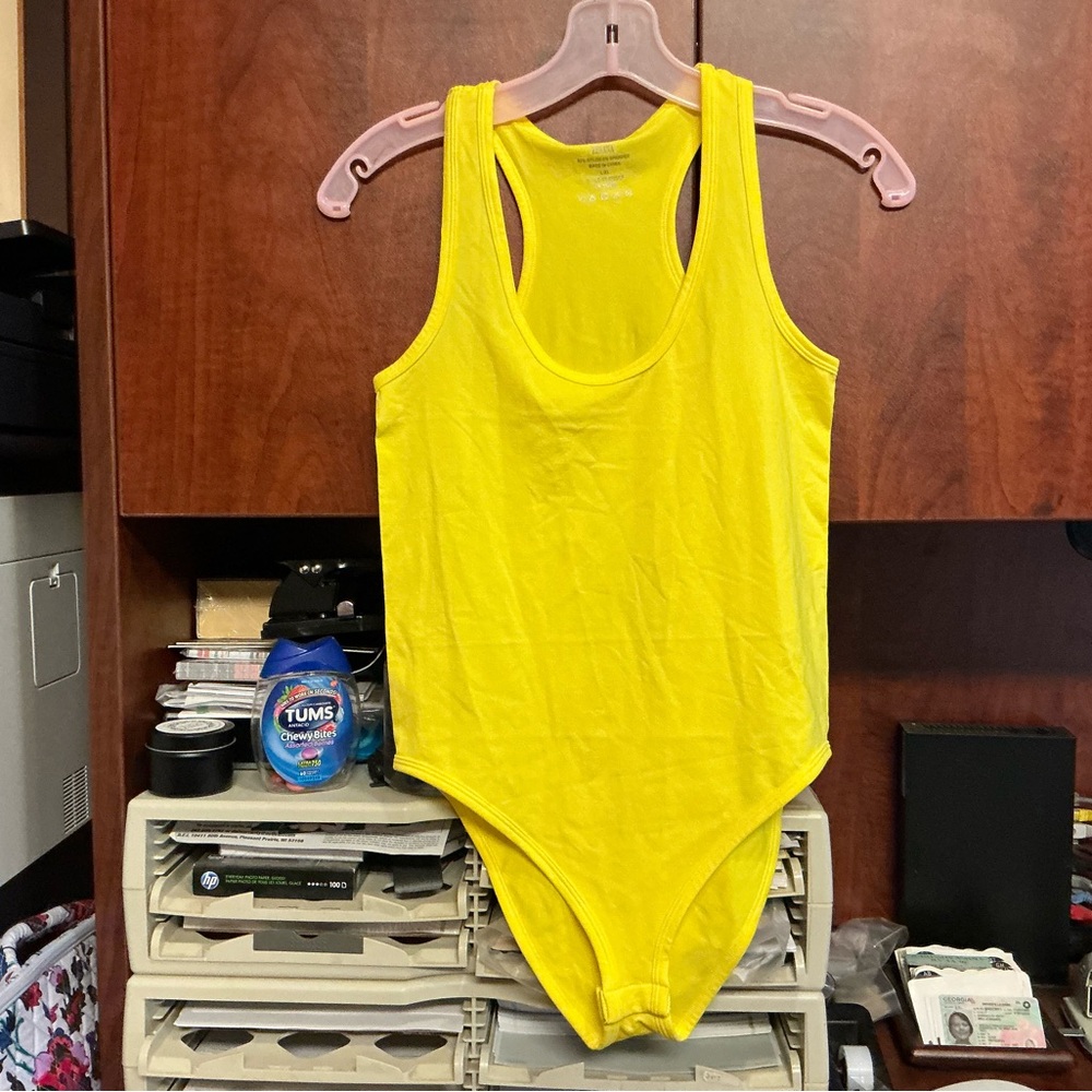 Bright Yellow Racerback Zenana Tank Bodysuit